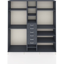 Hyperion Dolap 10 Raflı 6 Çekmeceli 3 Askılı 220x44x243 Antrasit-antrasit/antrasit Antrasıt/antrasıt