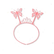 Toz Pembe Renk Kelebek Kanadı Tacı Ve Sopası 50x37 Cm 5691