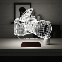 Luvivia Fotoğraf Makinesi Fotoğrafçı Hediye Kişiye Özel 3d Lamba - Masa Gece Lambası Şeffaf