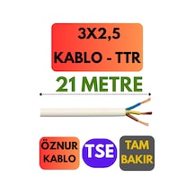 Öznur 3x2,5 Ttr Kablo Metre Seçenekli Beyaz - 21 Metre