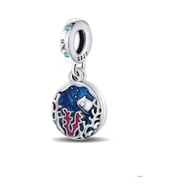 Mercanlar Ve Balık Disk Sallantılı Charm Gümüş