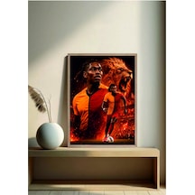 Rafael Leao Sarı Kırmızı Futbol Poster Tablo Doğal Ahşap Çerçeveli Çok Renkli - 919547830 Çok Renkli