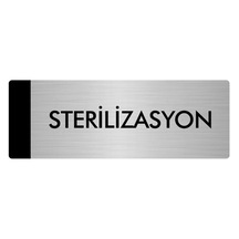 Metal Yönlendirme Levhası, Departman Kapı Isimliği Sterilizasyon 7x20 Cm Gümüş Renk