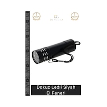 Elfeneri Yüksek Işık Güçlü Taşınabilir Kaliteli Kompakt Kamp Feneri Dokuz Ledli El Feneri Siyah