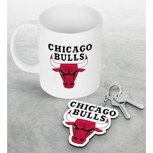 Nba Chicago Bulls Beyaz Kupa Ve Ahşap Anahtarlık Seti