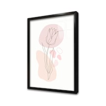 Line Art Çiçek Vı Çerçeveli Cam Tablo-172081