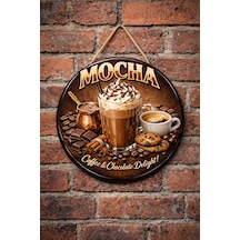 Mayeka Mocha Temalı Cafeler Kahveciler Baristalar İçin Ahşap Duvar Kapı Dekoratif Süs Tablo 12