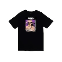 Stoned&Fame Bleach Byakuya Kuchiki Anime Baskılı Unisex %100 Pamuk Siyah T-shirt SIYAH