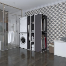 Kenzlife Çamaşır-Kurutma Makinesi Dolabı Ve Giysi Dolabı Kazvini Sağ Gri 180 160 60 Banyo Çok Renkli
