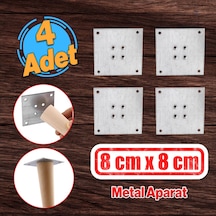 Metal Çinko Masa Bağlantı Sacı Düz 8 X 8 Cm Mobilya Yemek Masası Ayak Bağlama Saçı Aparat 4 Adet