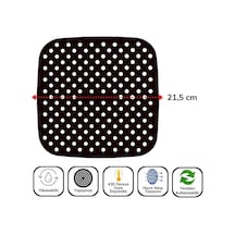 By Nevser Siyah Isıya Dayanıklı Yıkanılabilir Silikon Fırın Ve Airfryer Kare Model Pişirme Matı 21,5 Cm Kahverengi