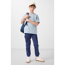 Tommylife Açık Mavi Pamuklu Yumuşak Dokulu Oversize Baskılı Erkek Çocuk T-shirt - 11301 Açık Mavi