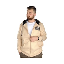 Mode Xl Erkek Sweat Kapşon Fermuarlı Keep On 22533 Bej 001