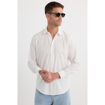 Tudors Erkek Regular Fit Klasik Kesim Spor Yaka Çizgili Pamuk Gömlek-37565 Çok Renkli