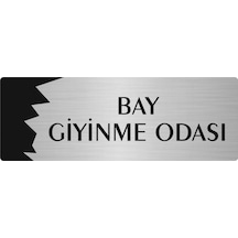 Metal Departman Kapı İsimliği, Yönlendirme Levhası Bay Giyinme Odası 7x20 Cm Gümüş Renk