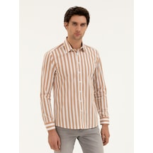 Cacharel Kahverengi Slim Fit Çizgili Gömlek Cacharel Kahverengi Slim Fit Çizgili Gömlek