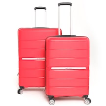Gbag Pp Kırılmaz 2 Li Valiz Seti Orta Ve Kabin Boy Bavul Kırmızı