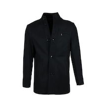 Erkek Hakim Yaka Reguler Fit Siyah Kaşe Kaban Rar01269 Siyah