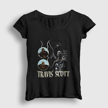 Presmono Kadın Loop Astroworld Travis Scott T-shirt Siyah