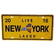 Dekoratif 3D Metal Plaka Live New York Laugh 30cm