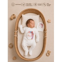 Pia Baby İsme Özel Kız Bebek Tulum %100 Pamuk Organik Baskılı İsimli Bebek Tulumu 1037t3x Ekru