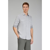 Bisse Sp Yaka Regular Fit Uk Gömlek Çift Cep Gri Gmktn3sp224007 D55 Gri