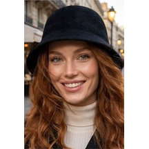 Tezzgelsin Kadın Keçe Kumaş Cloche Vintage Kova Şapka Siyah