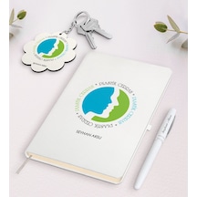 Kişiye Özel Plastik Cerrah Beyaz Defter Kalem + Anahtarlık