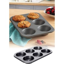 6lı Muffin Kek Kalıbı Metal Malzeme İle Dayanıklı Yapı Yanmaz Ve Yapışmaz Özellikli Klasik Yuvarlak Şekilli Fırın Kalıbı Evde Pratik Tatlı Ve Tuzlu Muffin Kekler Pişirmek İçin Fırına Dayanıklı Kek Kalıbı Diğer