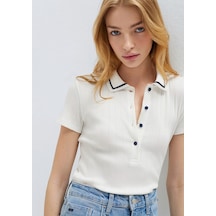 Mavi Kadın Modelli Polo Tişört Kırık Beyaz 1613944-70057