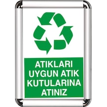 Atıkları Uygun Atık Kutularına Atın A3 Cerceveli Uyarı Ve Yönlend