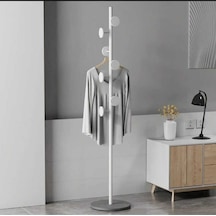 Metal Beyaz Ayaklı Askılık Elbise Askısı Portmanto Askılık 165 32 Cm Beyaz