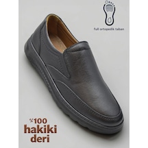 Ispartalılar 1387 Tam Ortopedik Taban %100 Hakiki Deri Erkek Ayakkabı Bağcıksız Casual Erkek Ayakkabı Siyah
