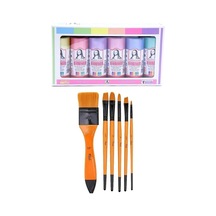 Akrilik Boya İnci Set 6x70ml + Fırça Set 8