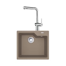Franke Ubg 610-56 Granit Oystre Evye, Actıve Plus Doccıa 2.0 Spiralli, Krom Armatür Kahverengi