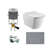 Creavit Elegant Beyaz Kanalsız Asma Klozet Eg321, Duroplast Yavaş Kapak, Terra Gömme Rezervuar Set Diğer