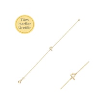 14 Ayar Altın P Harfli Bileklik Sarı Altın