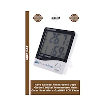 Hava Kalitesi Fonksiyonel Depo Ölçümü Dijital Termometre Nem Ölçer Saat Alarm Özellikli Lcd Ekran
