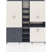 Hyperion Dolap 13 Raflı 3 Çekmeceli 6 Kapaklı 220x44x243 Antrasit-aytaşı/antrasit Aytası/antrasıt