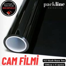 Packline Marketing %05 Koyu Ton Siyah Cam Filmi Ev - Araba - Balkon - Ofis 100cm X 6metre