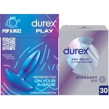 Durex Titreşimli Anal Plug Tıkaç + Durex Yok Ötesi Ultra Kaygan İnce Prezervatif 30'lu