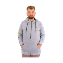 Mode Xl Erkek Büyük Beden Fermuarlı Kapüşonlu Sweatshirt Future U24549 Grimelanj Gri Melanj
