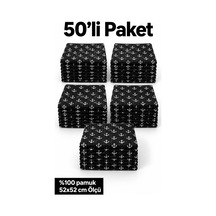 Herşeynota 50 Li Siyah Çapa Desenli Fular Seti %100 Pamuk 52x52 Cm Etkinlik Gösteri Grup Kullanımı Çok Renkli
