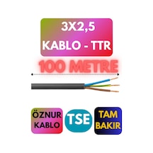 Öznur 3x2,5 Ttr Kablo Metre Seçenekli Siyah - 100 Metre