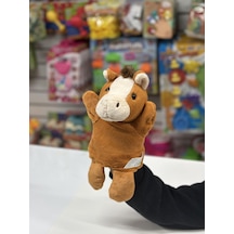 Peluş 25 Cm El Kuklası Kahverengi At Kukla Çok Renkli