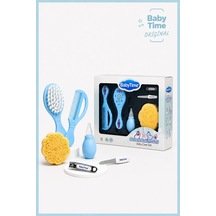 Babytime 6'lı Bebek Bakım Seti Mavi Burun Aspiratörü - Tarak - Fırça - Tırnak Makası ve Törpü Ak512