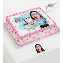 Kişiye Özel Bayan Genel Müdür Karikatür Baskılı Yaş Pasta Için Ye