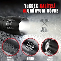 Güçlü Led El Feneri, 10w Ultra Parlak Işık, 5 Farklı Mod, Zoom Özellikli, Dayanıklı Aluminyum G
