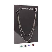 Coolmenclub 5 Taşlı Ceket Yaka İğnesi Gümüş