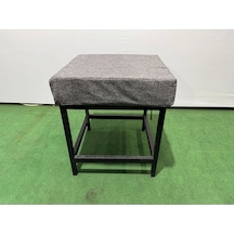 Metal Ayaklı Sırtsız Bank Puf Bench Balkon-bahçe-kafe-çay Seti Pufu Gri